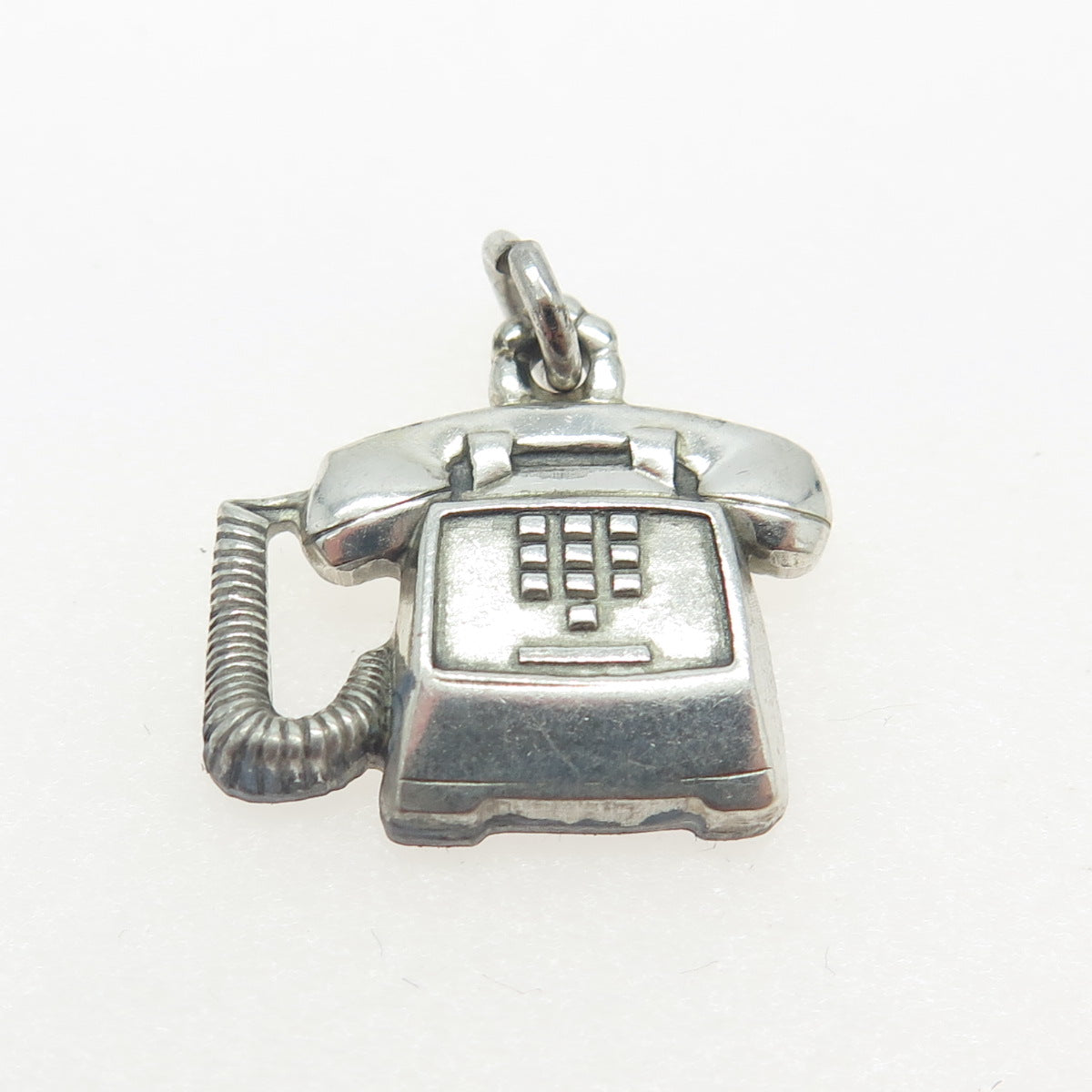 925 Sterling Silver Vintage CTO Retro Phone Minimalist Charm Pendant