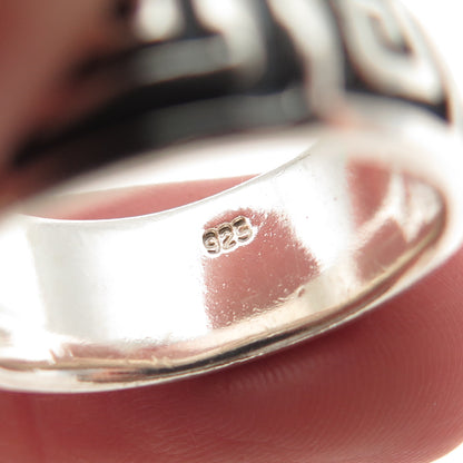 925 Sterling Silver Vintage Spiral Oxidized Band Ring Size 7.25