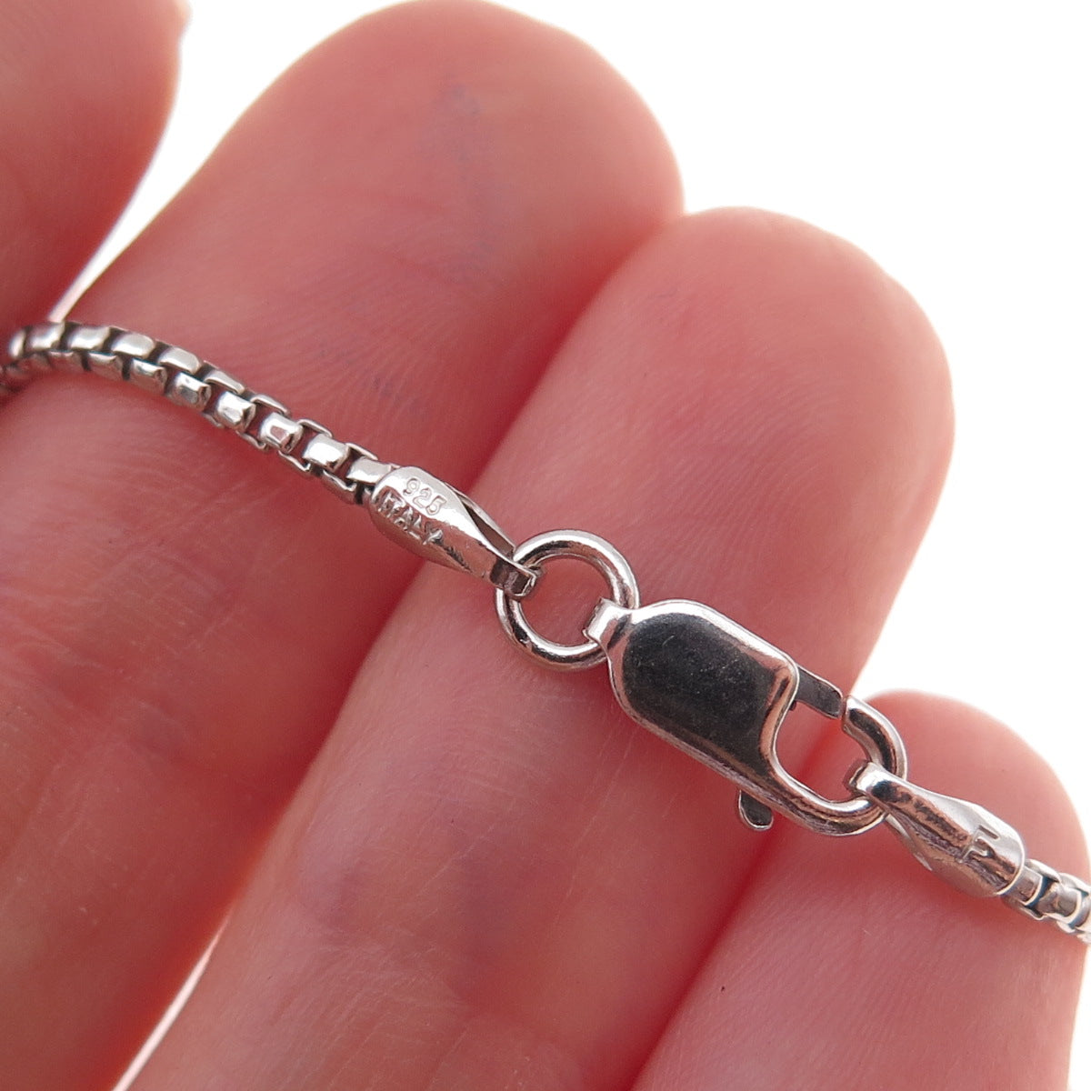 925 Sterling Silver Italy Round Box Chain Necklace 18"