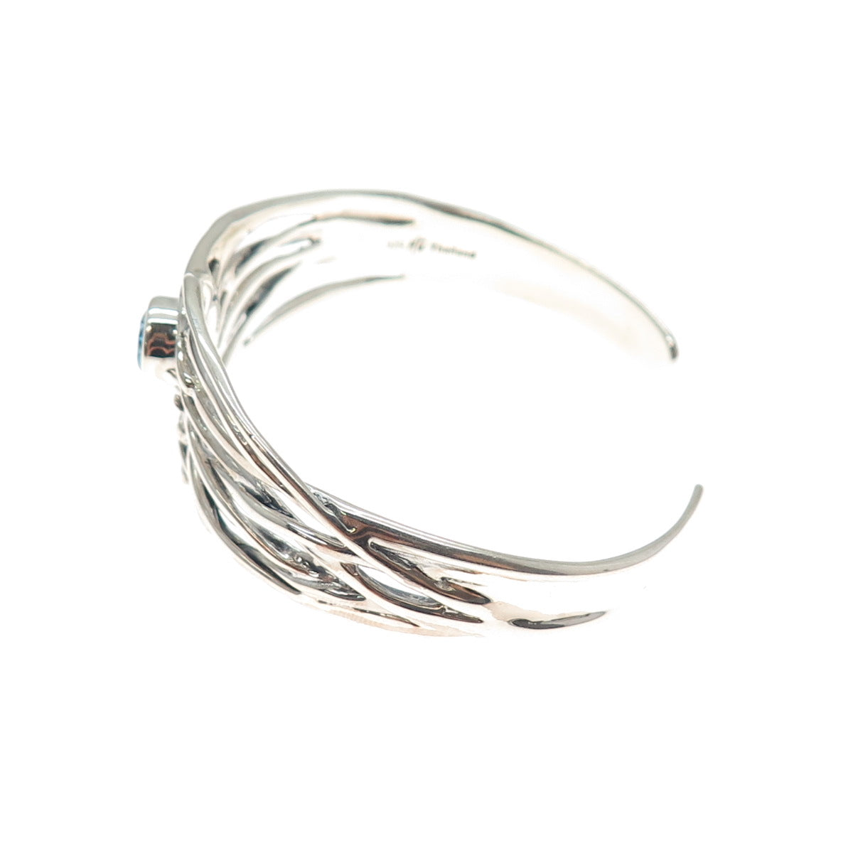 HAGIT GORALI 925 Sterling Vintage Blue Topaz Modernist Adjustable Bracelet 6"