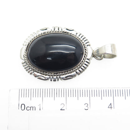 AL YAZZIE NAVAJO Old Pawn 925 Sterling Silver Southwestern Black Onyx Pendant