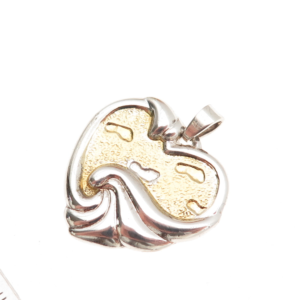 GORHAM 925 Sterling Silver 2-Tone Vintage Footprints in the Sand Charm Pendant