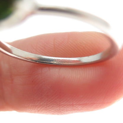 DAZZLERS 925 Sterling Silver Round-Cut Nano Peridot Ring Size 7