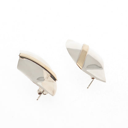 Victoria Creations 925 Sterling Silver 2-Tone Vintage Modernist Earrings
