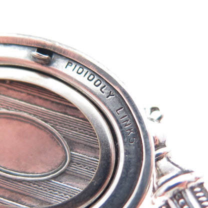 PIDIDDLY LINKS Sterling Silver Antique Crystal Locket Medal Oxidized Pin Brooch