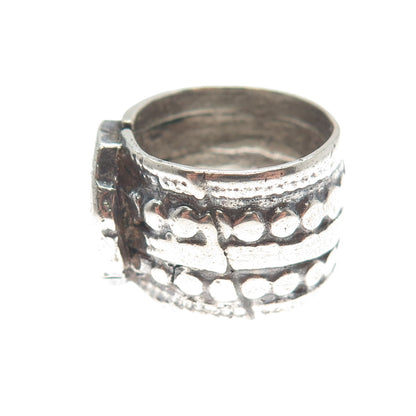 925 Sterling Silver Antique Wheel of Fortune Symbol Oxidized Ring Size 6.5