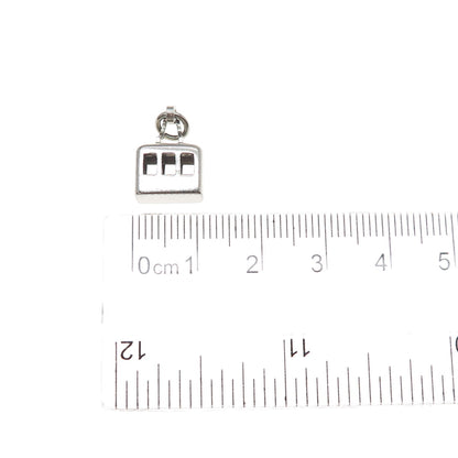 800 Silver Vintage Cable Car Minimalist 3D Charm Pendant