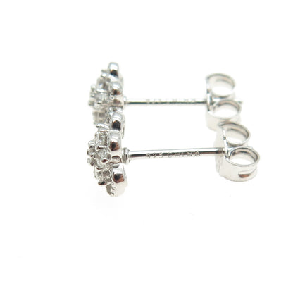 925 Sterling Silver Round-Cut Shaped C Z Stud Earrings