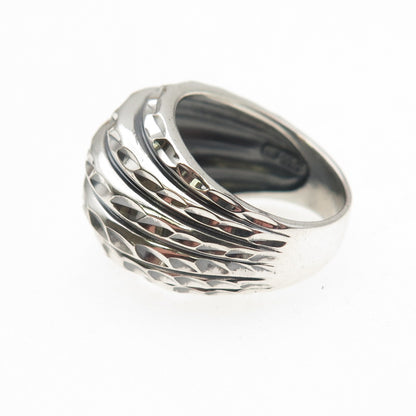 Chapal Zenray 925 Sterling Silver Vintage Modernist Ribbed Oxidized Ring Size 7