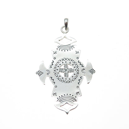925 Sterling Silver Vintage African Agadez Cross Charm Pendant