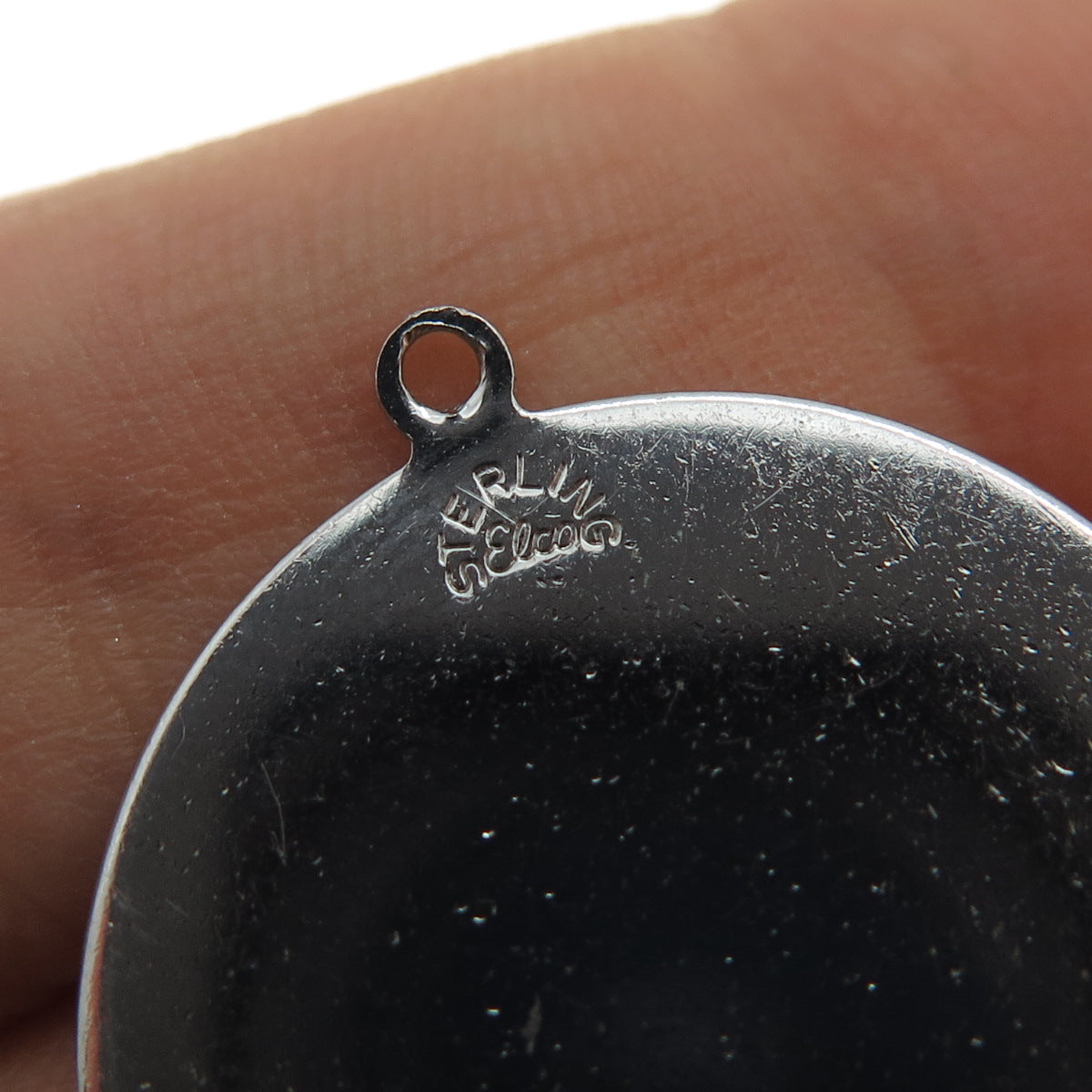 ELCO 925 Sterling Silver Vintage One Way Round Tag Charm Pendant
