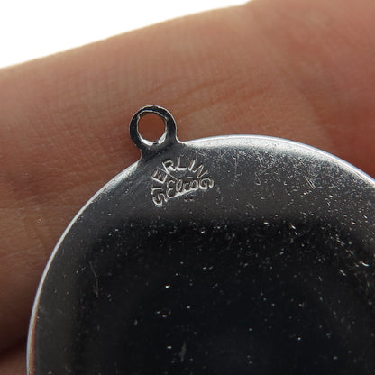 ELCO 925 Sterling Silver Vintage One Way Round Tag Charm Pendant