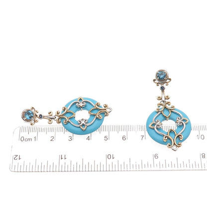 Michael Valitutti Gems En Vogue 925 Sterling Turquoise Topaz & Sapphire Earrings