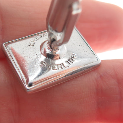 KREMENTZ 925 Sterling Silver Antique Art Deco Engraved Flower Cufflinks