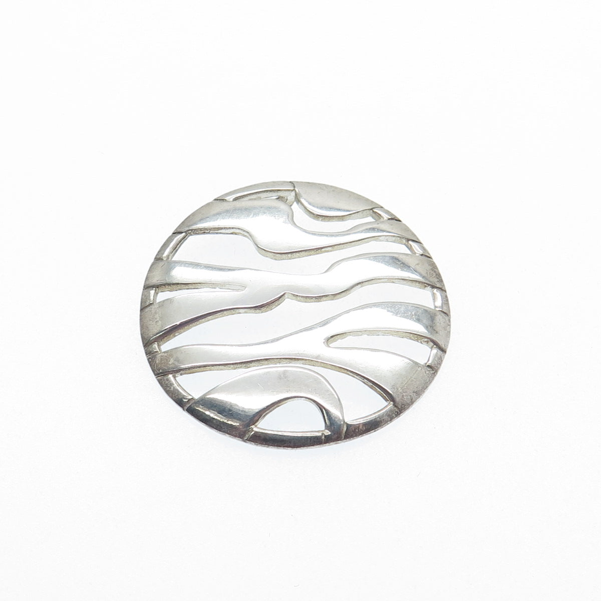 925 Sterling Silver Vintage Zebra Print Round Slide Pendant