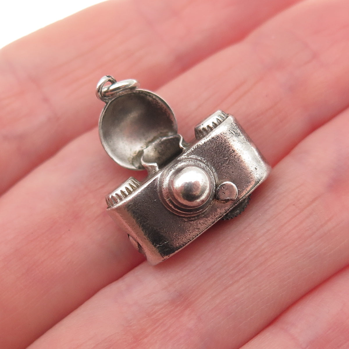 925 Sterling Silver Antique Art Deco Camera Zippo Lighter 3D Mini Charm Pendant