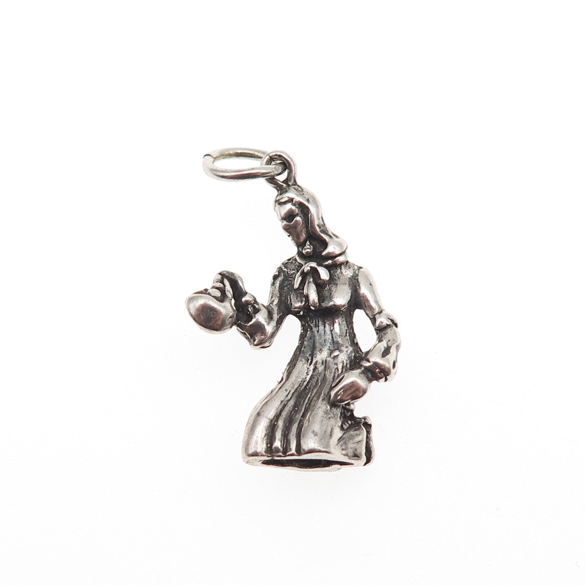 Shube 925 Sterling Silver Vintage Fruit Lady Oxidized 3D Charm Pendant