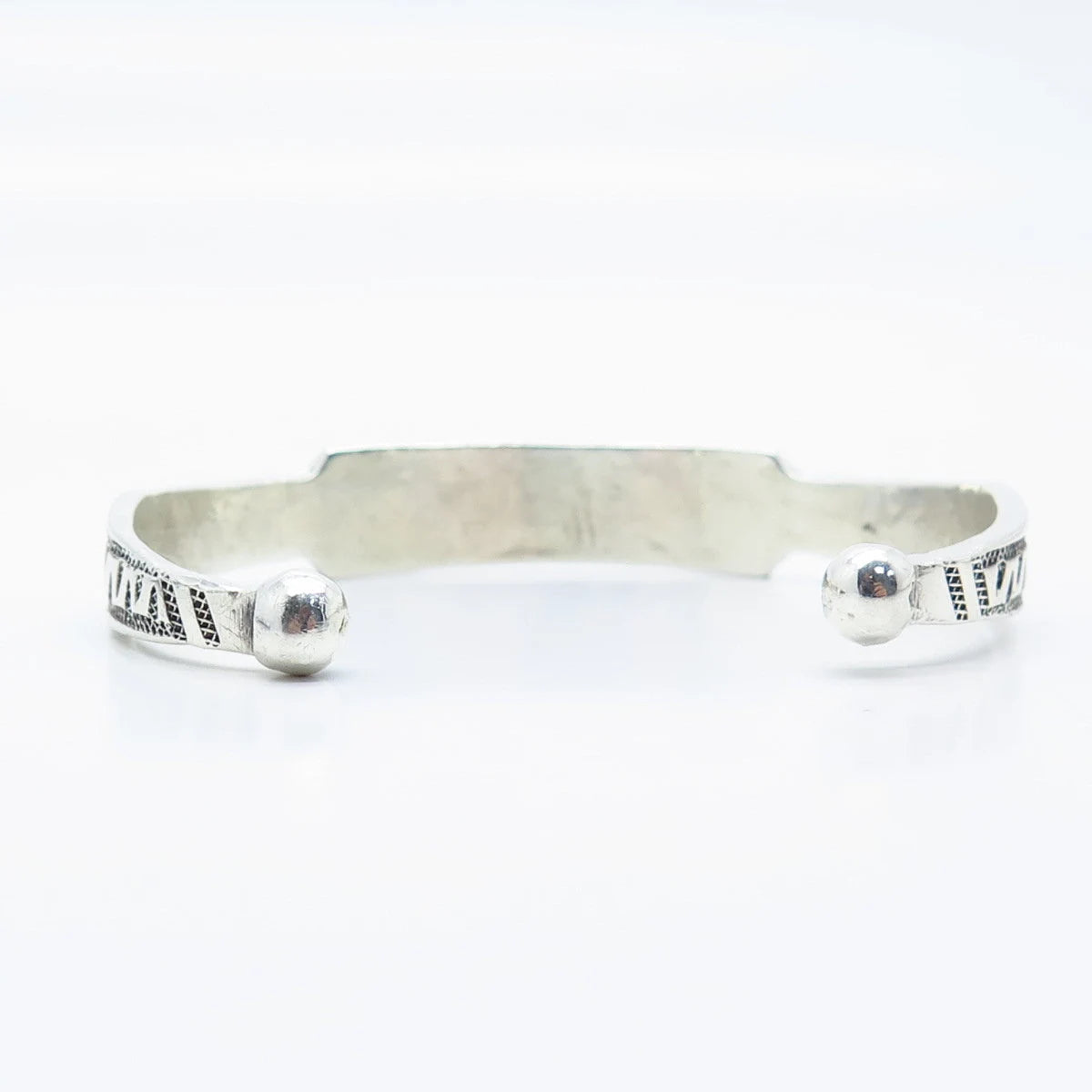 925 Sterling Silver Vintage "Mamadou" Adjustable Cuff Bracelet 6"