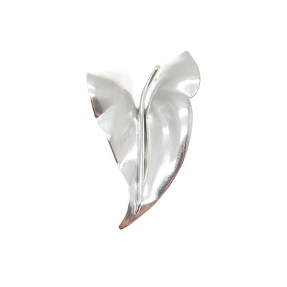 CARL ART 925 Sterling Silver Vintage Modernist Floral Leaf Pin Brooch