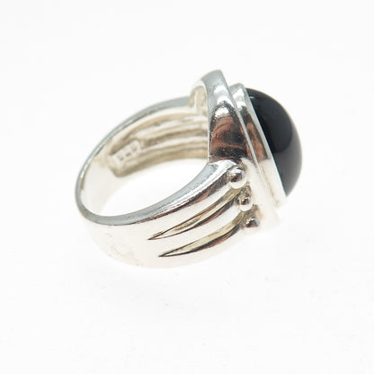 CLYDE DUNEIER CID Sterling Silver Vintage Real Cabochon Black Onyx Ring Size 6