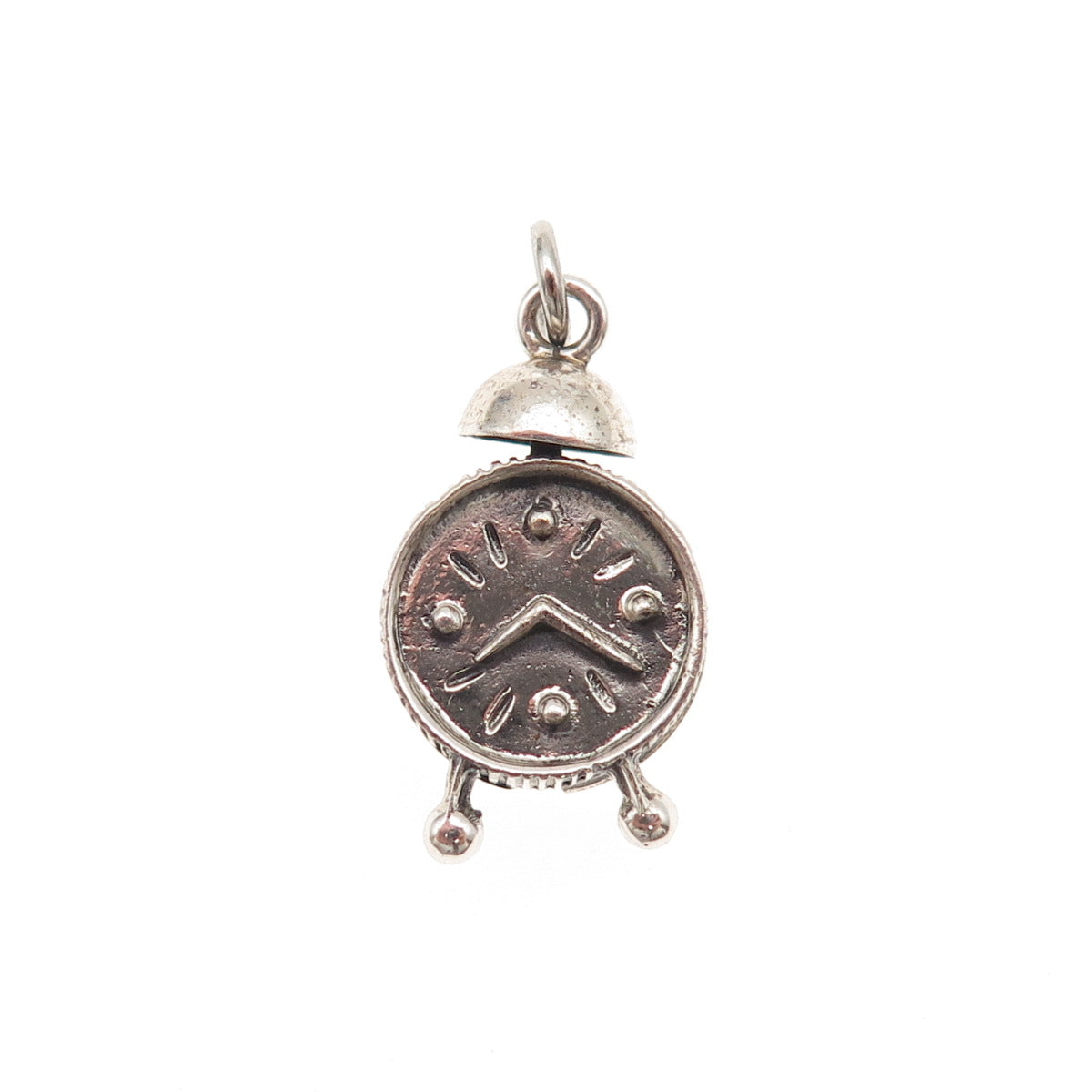 Danecraft 925 Sterling Silver Antique Art Deco Alarm Clock 3D Mini Charm Pendant