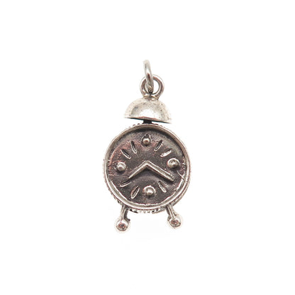 Danecraft 925 Sterling Silver Antique Art Deco Alarm Clock 3D Mini Charm Pendant