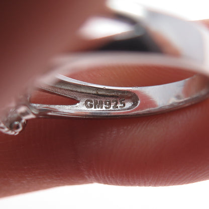 925 Sterling Silver Oval-Cut C Z Ring Size 5.25