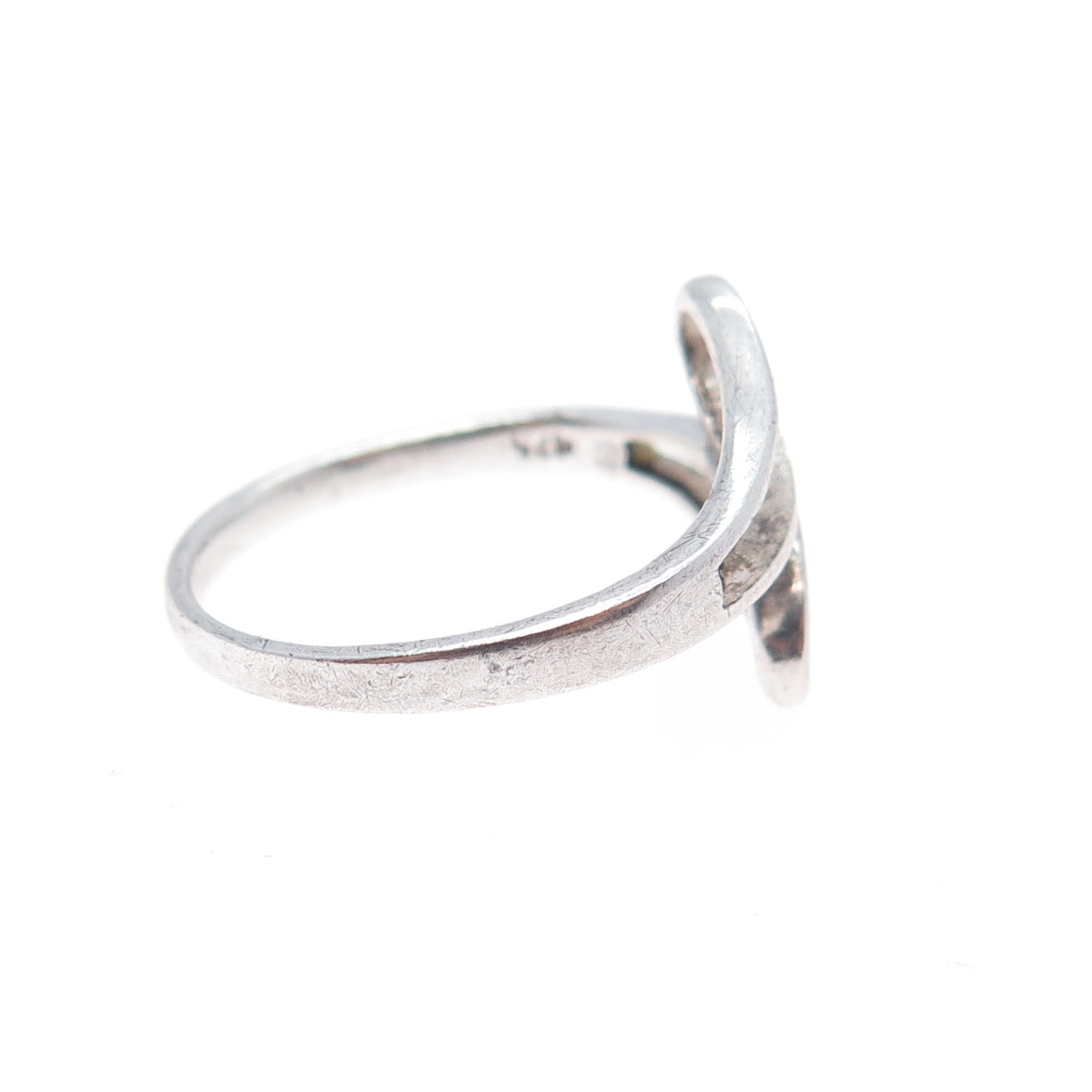 925 Sterling Silver Vintage Modernist Bypass Ring Size 8