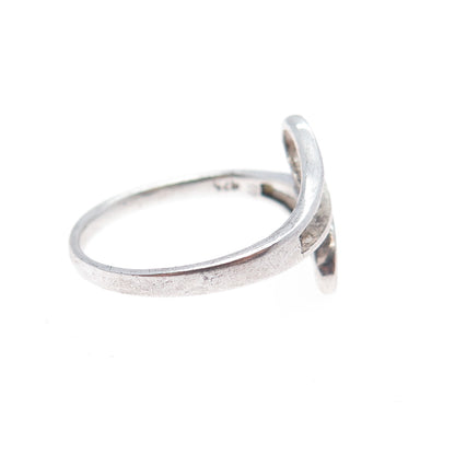 925 Sterling Silver Vintage Modernist Bypass Ring Size 8