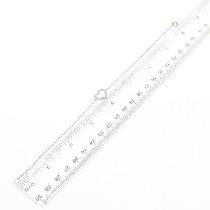 925 Sterling Silver Round-Cut C Z Heart Cable Link Bracelet 8.25"