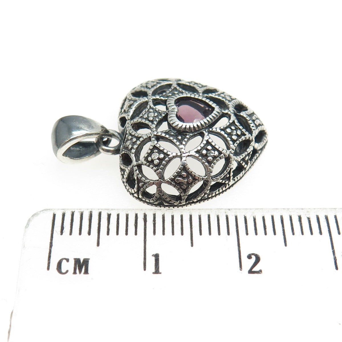 AVON RJ GRAZIANO Sterling Silver Vintage Real Amethyst Heart Pendant