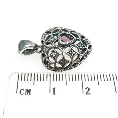 AVON RJ GRAZIANO Sterling Silver Vintage Real Amethyst Heart Pendant