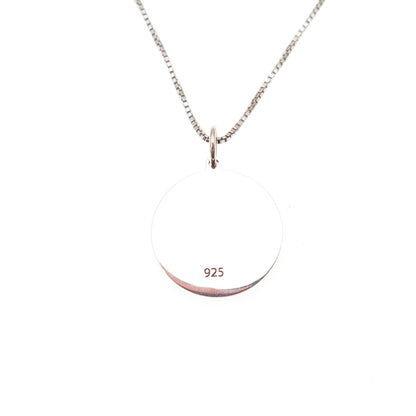 925 Sterling Silver Blue Enamel Moon Face Goddess Box Chain Necklace 18"