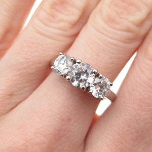 RJ Graziano 925 Sterling Silver Round-Cut C Z Engagement Ring Size 6.75