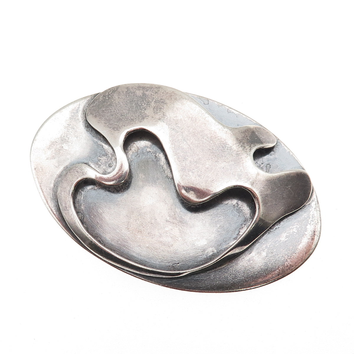 925 Sterling Silver Vintage Modernist Oxidized Slide Pendant
