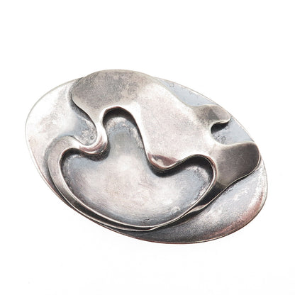925 Sterling Silver Vintage Modernist Oxidized Slide Pendant