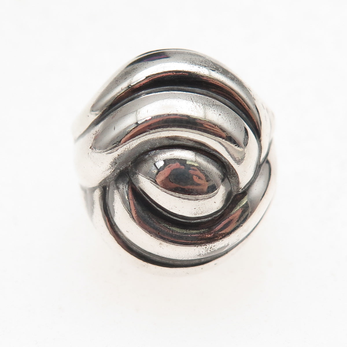 925 Sterling Silver Vintage Italy Modernist Oxidized Ring Size 7