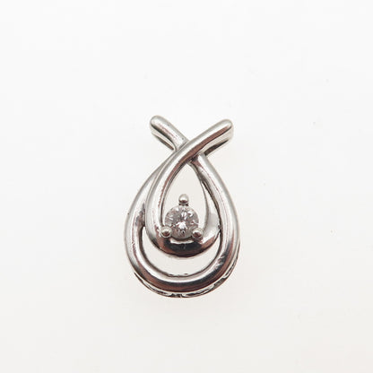 KENDRA SCOTT 925 Sterling Silver Real Diamond Teardrop Mini Slide Charm Pendant