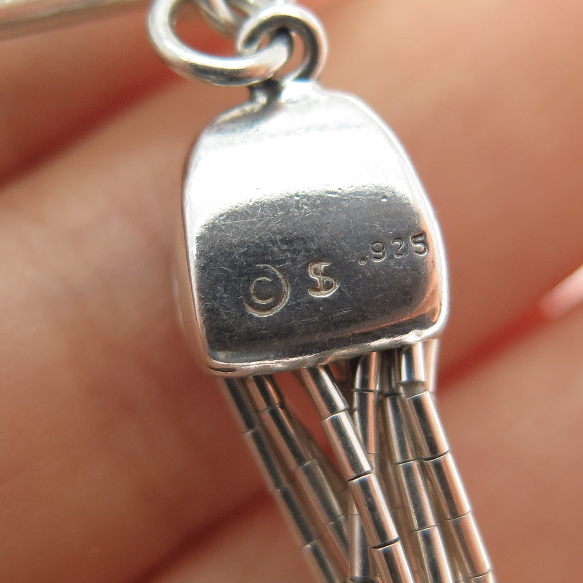 SHUBE 925 Sterling Silver Vintage Heart Multi-Strand Liquid Chain Bracelet 6.75"