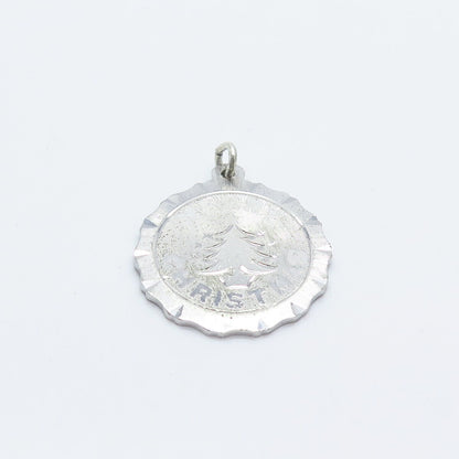 925 Sterling Silver Vintage "Merry Christmas" Charm Pendant