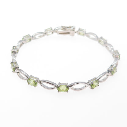 DBJ DEE BERKLE 925 Sterling Silver Vintage Real Round-Cut Peridot Bracelet 7.25"
