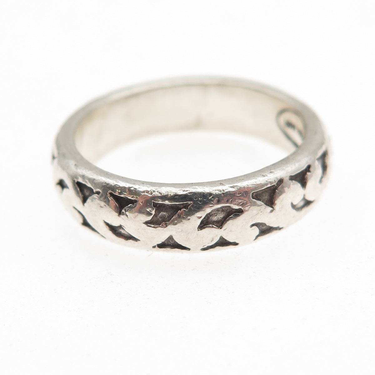 LOIS HILL 925 Sterling Silver Vintage Signature Scroll Band Ring Size 7.5
