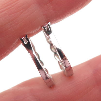 925 Sterling Silver Round-Cut C Z Hoop Earrings