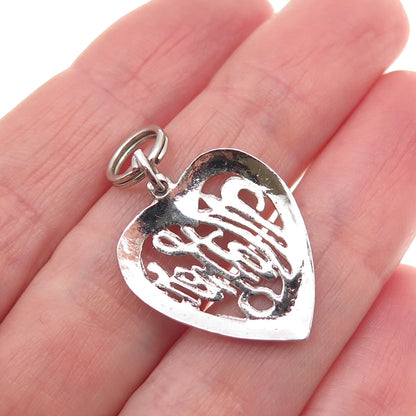 925 Sterling Silver Vintage Mother Heart Mini Charm Pendant