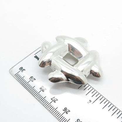 925 Sterling Silver Vintage Modernist Pin Brooch / Pendant