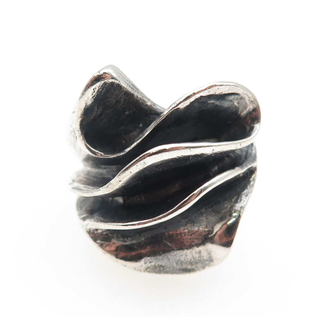 925 Sterling Silver Vintage Modernist Oxidized Statement Ring Size 7
