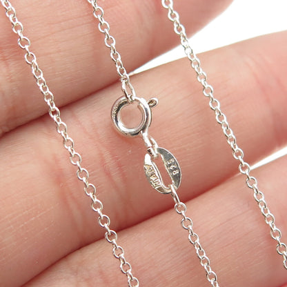 925 Sterling Silver Italy Enamel Real Round-Cut Diamond Chain Necklace 18"
