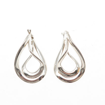 950 Silver Vintage Italy Modernist Interlocked Teardrop Earrings