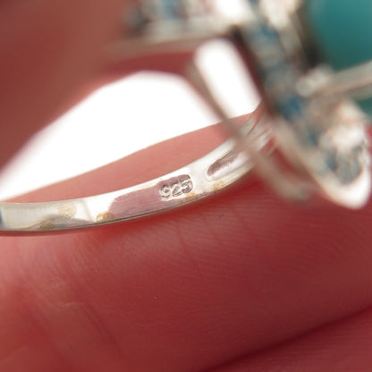 925 Sterling Silver Real Sleeping Beauty Turquoise & Apatite Ring Size 8