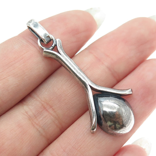 925 Sterling Silver Vintage Squash Blossom Modernist Oxidized Pendant